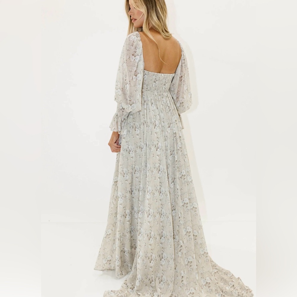 Worth Collective Delilah Maxi Dress with Train in Grey/Blue - Bump Friendly - Picture 16 of 16